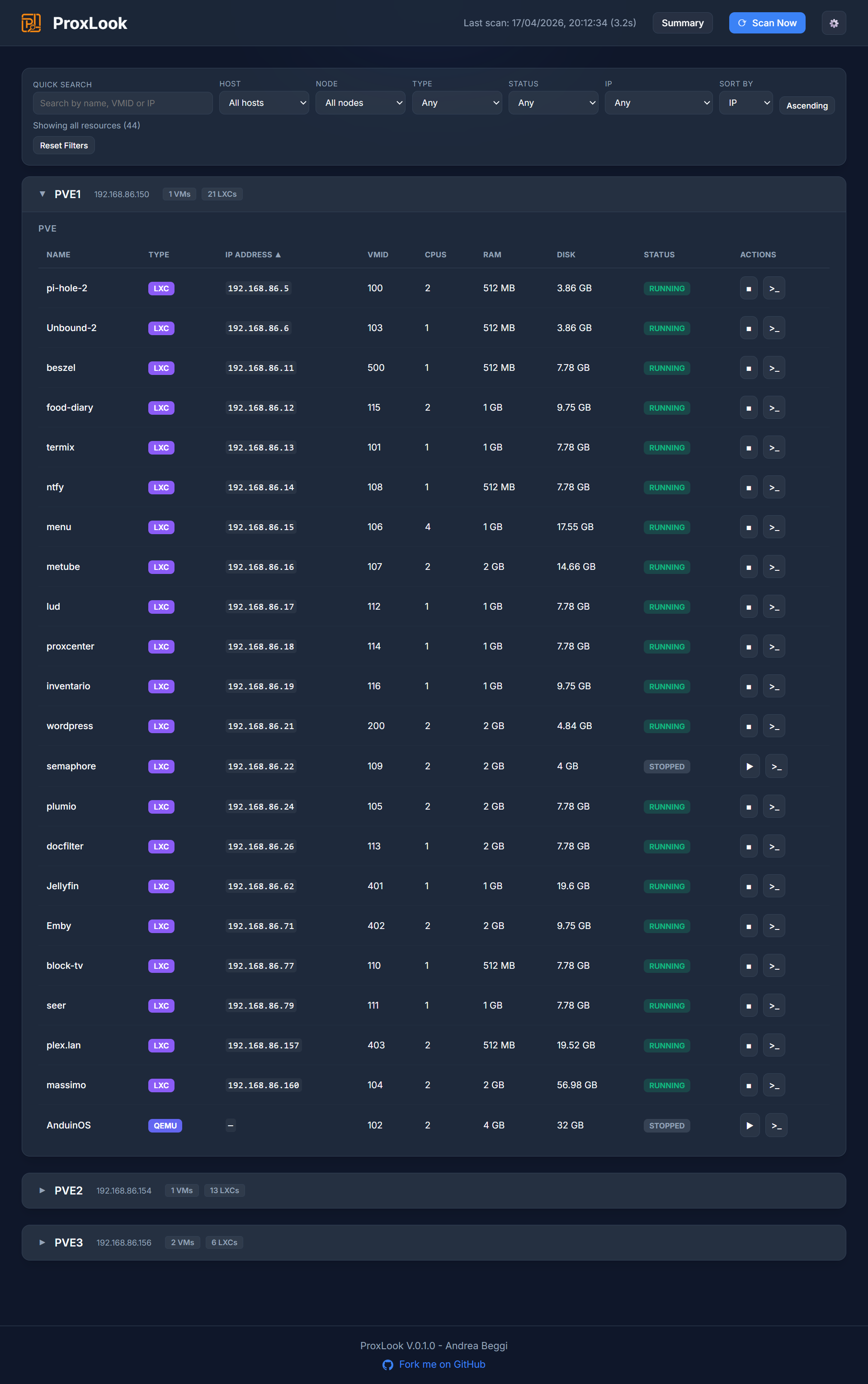 Dashboard — collapsed view